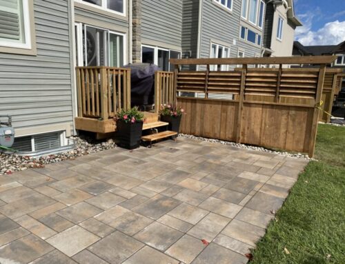 Permacon Melville Margaux Beige Interlock Patio with Privacy Fence